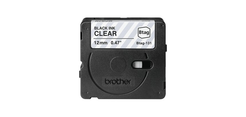 Brother P-touch Band Btag-131 Standard 12 mm Schwarz auf Transparent
