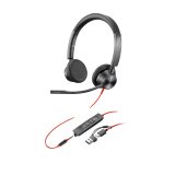 HP Poly Micro-casque Poly Blackwire 3325 stéréo USB-C + connexion 3,5 mm + adaptateur USB-C/A