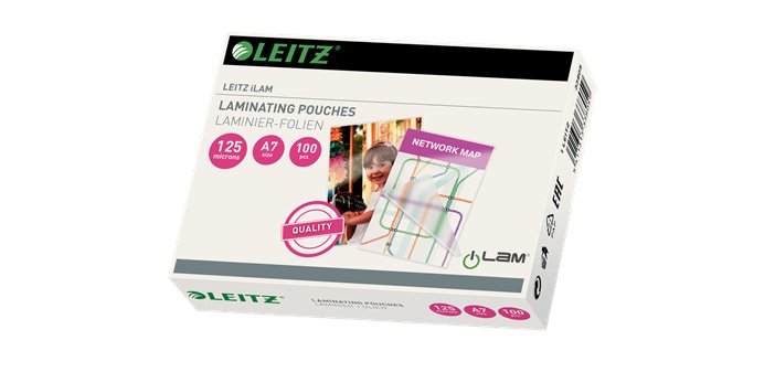 Pochettes de plastification Leitz A7 - 2 x 125 µ - Brillant - Boîte de 100