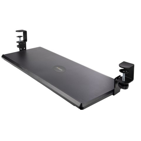 StarTech.com Bandeja Deslizante de Teclado para Debajo del Escritorio, Soporte de Mordaza, 2kg, Bandeja para Teclado, Soporte para Ratón, Ajuste de Altura (100, 120, or 140mm)