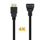AISENS Cable HDMI V2.0 Acodado Premium Alta Velocidad / HEC 4K@60Hz 18Gbps, A/M-A/M, Negro, 1.0m