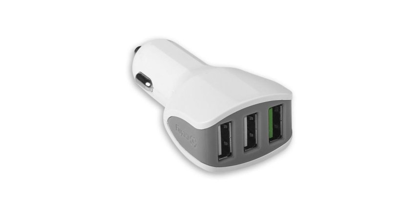 Celly CC3USBTURBOWH Caricabatterie per dispositivi mobili Smartphone, Tablet Bianco Accendisigari Auto