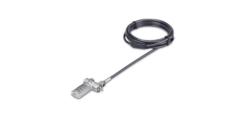StarTech.com Universal Laptop Lock 6.6ft (2m), Security Cable For Notebook Compatible With Noble Wedge®/Nano/K-Slot; Keyless Combination Locking Cable, Anti-Theft Cut-Resistant Steel Cable - TAA