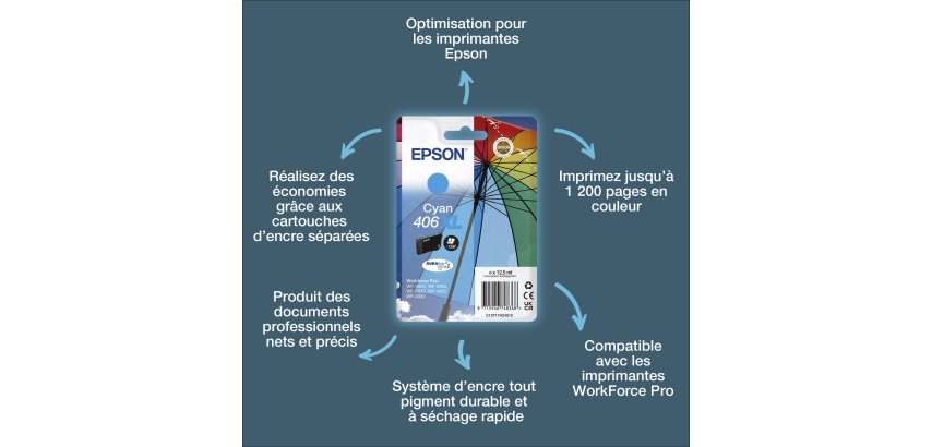 Epson Cartouche d’encre cyan DURABrite Ultra 406XL Parapluie
