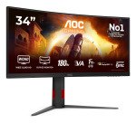 AOC G4 CU34G4CA écran plat de PC 86,4 cm (34") 3440 x 1440 pixels Wide Quad HD Noir, Rouge