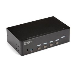 StarTech.com Switch KVM double affichage HDMI 4K 30 Hz à 4 ports avec hub USB intégré