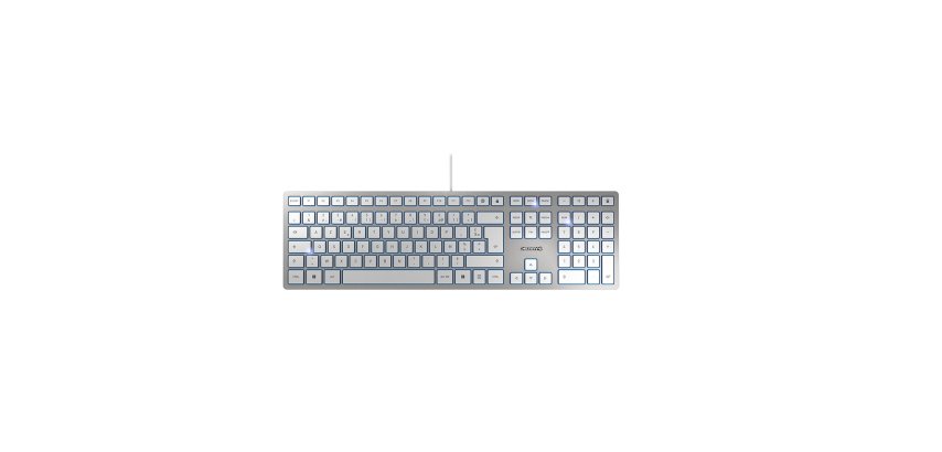 CHERRY KC 6000 SLIM Clavier filaire, blanc/argent, USB, AZERTY - FR