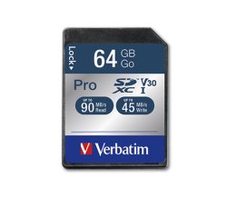 Verbatim PRO - flashgeheugenkaart - 64 GB - SDXC UHS-I