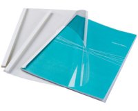 Couvertures de thermosoudure dos 4mm carton 200g Fellowes blanches - Paquet de 100