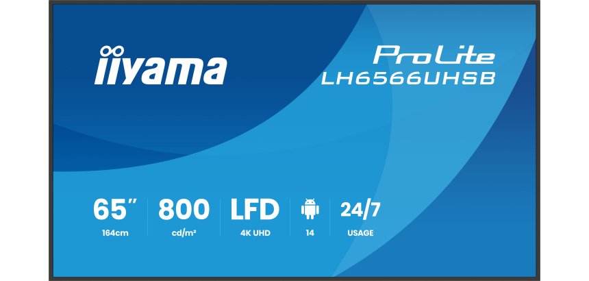 iiyama LH6566UHSB-B1AG Écran d'affichage dynamique Écran plat de signalisation numérique 165,1 cm (65") LCD Wifi 800 cd/m² 4K Ultra HD Noir Intégré dans le processeur Android 24/7