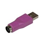 Conector conversor PS/2 MiniDIN a USB para Teclado - PS/2 Hembra - USB A Macho, USB A, PS/2, Violeta