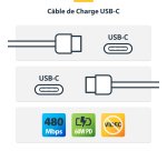 StarTech.com Câble de Charge USB-C de 3m, Charge et Synchronisation, 60W (3A) PD, Câble de Charge USB 2.0 pour Ordinateur Portable, Gaine TPE - Cordon de Charge USB C Blanc