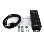 StarTech.com 10-Port USB 3.0 Hub - 5Gbps - Metal Industrial USB-A Hub with ESD & Surge Protection - Din Rail, Wall or Desk Mountable - TAA Compliant USB Expander Hub
