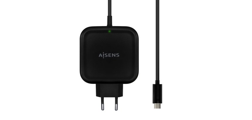 AISENS Cargador 65W PD3.0 QC3.0 1XUSB-C 1.2M, Negro