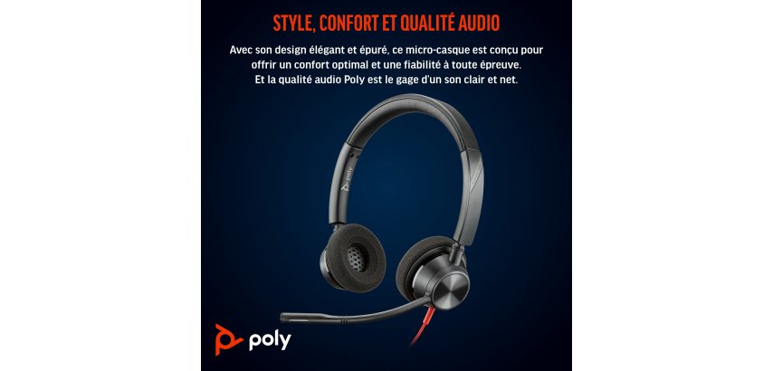 Casque micro filaire Poly Blackwire 3320 Teams