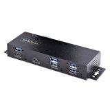 StarTech.com Hub Industriel USB 10Gbps à 7 Ports avec Adaptateur d'Alimentation, Métal, Montable, 5 Ports USB-A et 2 Ports USB-C en Aval, Protection ESD, Hub USB Alimenté, TAA