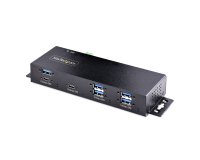 StarTech.com Hub Industriel USB 10Gbps à 7 Ports avec Adaptateur d'Alimentation, Métal, Montable, 5 Ports USB-A et 2 Ports USB-C en Aval, Protection ESD, Hub USB Alimenté, TAA