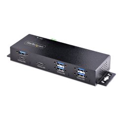 StarTech.com Hub Industriel USB 10Gbps à 7 Ports avec Adaptateur d'Alimentation, Métal, Montable, 5 Ports USB-A et 2 Ports USB-C en Aval, Protection ESD, Hub USB Alimenté, TAA