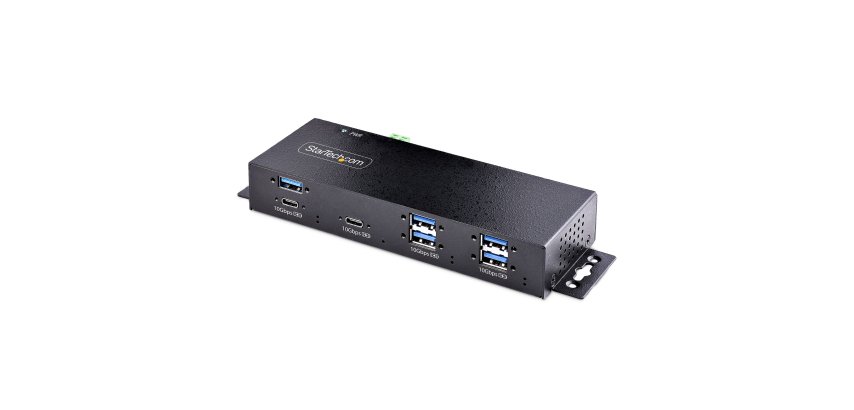 StarTech.com 7-Port Industrial USB 10Gbps Hub with Power Adapter, Metal, Mountable, 5x USB-A and 2x USB-C Downstream Ports, ESD Protection, Powered USB Hub, TAA