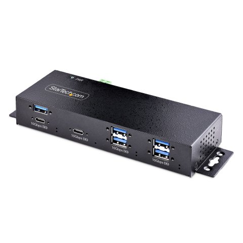 StarTech.com Hub Industrial de 7 Puertos USB de 10Gbps USB-A y USB-C - con Adaptador de Alimentación - Montable - Ladrón USB de 5 Puertos USB-A y 2 Puertos USB-C de Bajada - Protección ESD - TAA