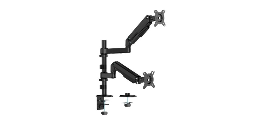 AISENS Soporte de Mesa Eco Contrapeso Giratorio e Inclinable Para Monitor/TV 9kg (3 Pivotes, 2 Brazos) de 17-32", Negro
