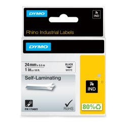 DYMO Rhino étiquettes industrielles auto-laminées | 24 mm x 5,5 m | impression en noir sur fond blanc