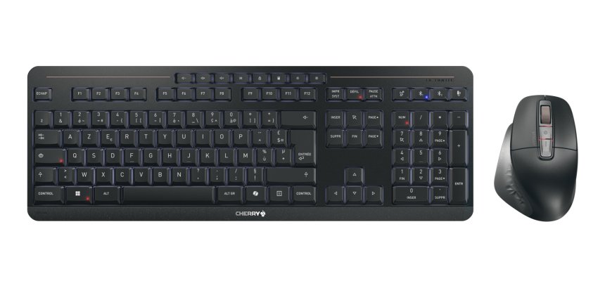 CHERRY Stream desktop ultimate clavier Souris incluse maison/bureau USB + RF Wireless + Bluetooth AZERTY Français Noir