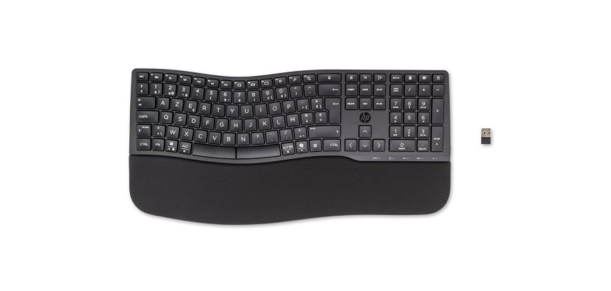 HP 680 Comfort Dual-Mode Keyboard clavier Maison RF sans fil + Bluetooth AZERTY Belge Noir