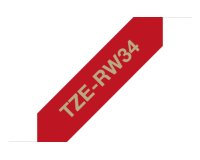 Brother TZE-RW34 label-making tape Gold on red