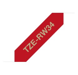 Brother TZE-RW34 nastro per etichettatrice Oro su rosso