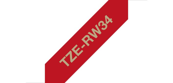 Brother TZE-RW34 label-making tape Gold on red