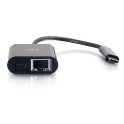 C2G USB C to Ethernet Adapter With Power Delivery - Black - Netzwerkadapter