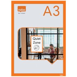 Porte-affiche nobo magnetique autocollant a3 cadre coloris  orange