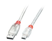 Lindy Câble USB 2.0 A vers Mini-B, transparent, 2m