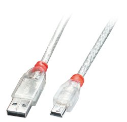 Lindy Câble USB 2.0 A vers Mini-B, transparent, 2m