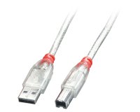 Lindy Câble USB 2.0 de type A vers B, transparent, 5m