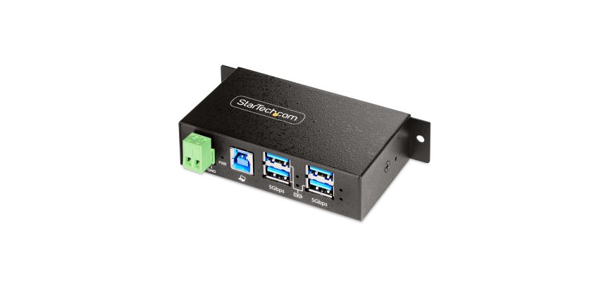 StarTech.com Hub USB 3.0 4 Ports avec 4x USB-A, Boîtier Industriel en Métal, Hub USB 4 ports avec Protection ESD, Montage Mural, sur Table ou sur Rail, USB 3.0/3.1/3.2 Gen 1 5Gbps