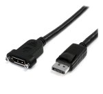 StarTech.com 3ft (1m) Panel Mount DisplayPort Cable - 4K x 2K - DisplayPort 1.2 Extension Cable Male to Female - DP Video Extender Cord with Panel Mount DP Connector - DP Monitor Cable