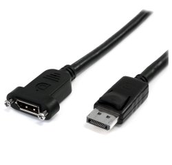 StarTech.com 3ft (1m) Panel Mount DisplayPort Cable - 4K x 2K - DisplayPort 1.2 Extension Cable Male to Female - DP Video Extender Cord with Panel Mount DP Connector - DP Monitor Cable