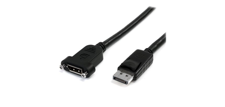 StarTech.com 3ft (1m) Panel Mount DisplayPort Cable - 4K x 2K - DisplayPort 1.2 Extension Cable Male to Female - DP Video Extender Cord with Panel Mount DP Connector - DP Monitor Cable