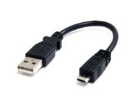 Cable Adaptador de 15cm USB A Macho a Micro USB B Macho para Teléfono Móvil Carga y Datos - Negro