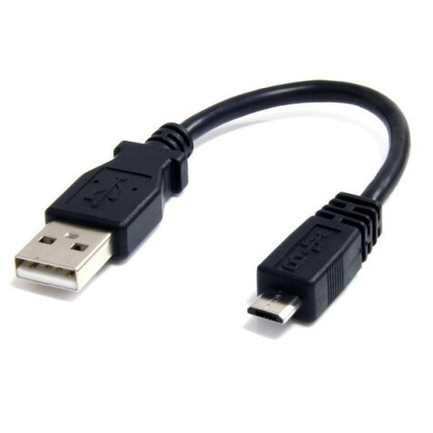 Cable Adaptador de 15cm USB A Macho a Micro USB B Macho para Teléfono Móvil Carga y Datos - Negro