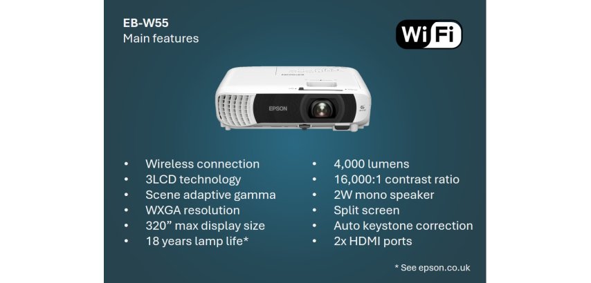 Epson EB-W55 4000 ANSI lumens 3LCD WXGA (1200x800) White