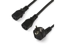 StarTech.com Cable de 2m de Alimentación en Y para Ordenador, 18AWG, EU Schuko a 2x C13, 10A 250V, Cable de Alimentación de CA de Repuesto, para Impresora, para Monitor, UL