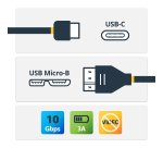 StarTech.com Câble USB-C vers Micro USB-B de 50cm, USB 10Gbps, Cordon de Données, 3A, Câble de Transfert de Données USB C vers Micro-B