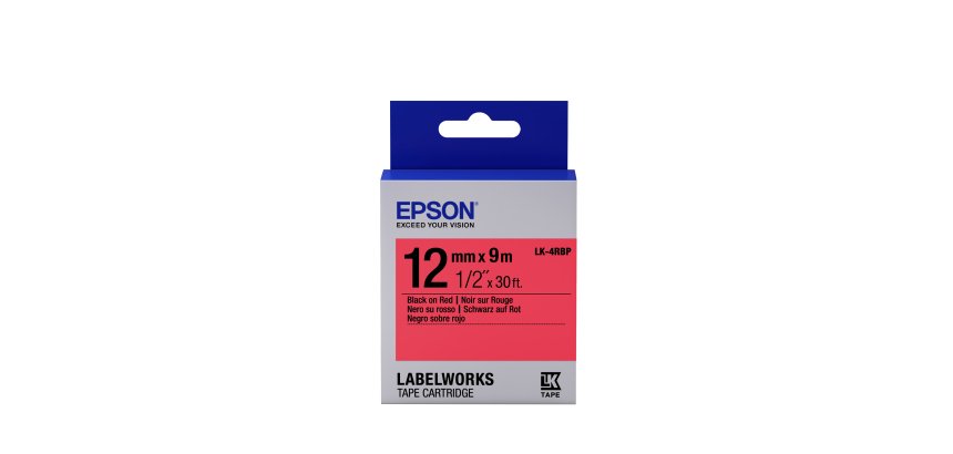 Epson Label Cartridge Pastel LK-4RBP Black/Red 12mm (9m)