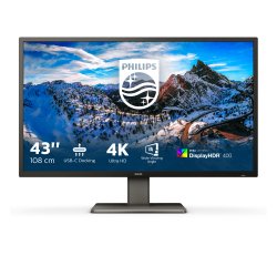 Philips P Line 439P1/00 écran plat de PC 108 cm (42.5") 3840 x 2160 pixels 4K Ultra HD LCD Noir