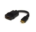 StarTech.com 5in (13cm) Mini HDMI to HDMI Adapter - 4K High Speed HDMI Adapter - 4K 30Hz Ultra HD High Speed HDMI Adapter - HDMI 1.4 - Gold Plated Connectors - UHD Mini HDMI Adapter 4K - Black