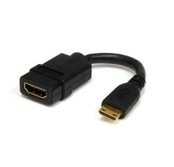 StarTech.com 5in (13cm) Mini HDMI to HDMI Adapter - 4K High Speed HDMI Adapter - 4K 30Hz Ultra HD High Speed HDMI Adapter - HDMI 1.4 - Gold Plated Connectors - UHD Mini HDMI Adapter 4K - Black