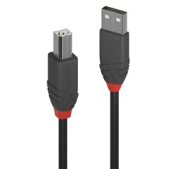 Lindy 36671 cavo USB USB 2.0 0,5 m USB A USB B Nero, Grigio